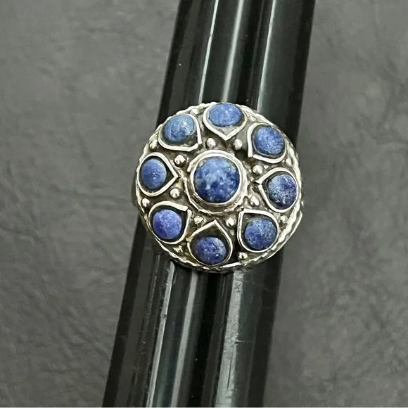 Vintage sterling silver and sodalite dome ring - Picture 3 of 9
